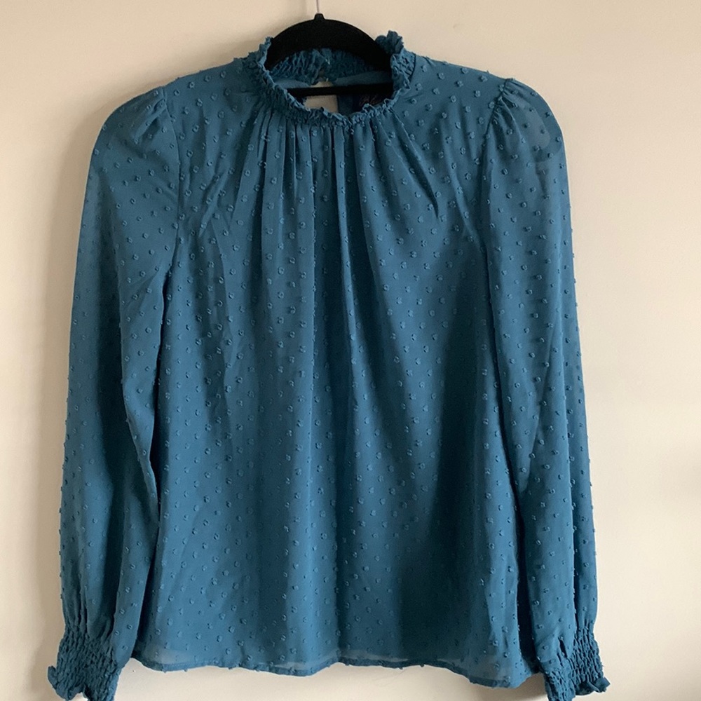 Sold elsewhere no longer available! Blue Rain teal sheer long sleeve blouse.